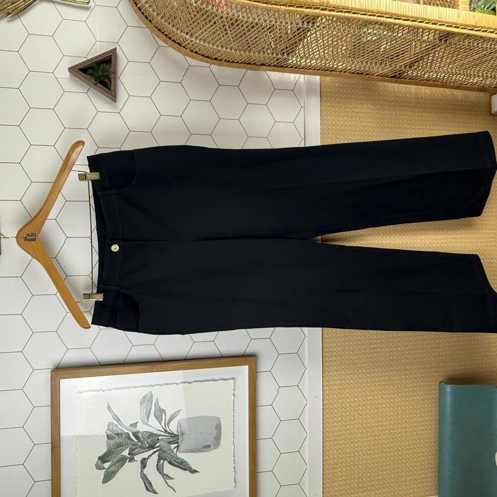 St. John Caviar High Rise Black Wide-Leg Trousers - Size - 10